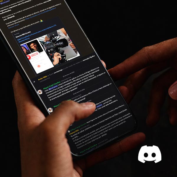 Interfaz de la comunidad privada de alumnos en Discord